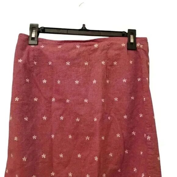 High Sierra Women's Heather Red Cotton White Embroidered Mini Wrap Skirt - Picture 4 of 10